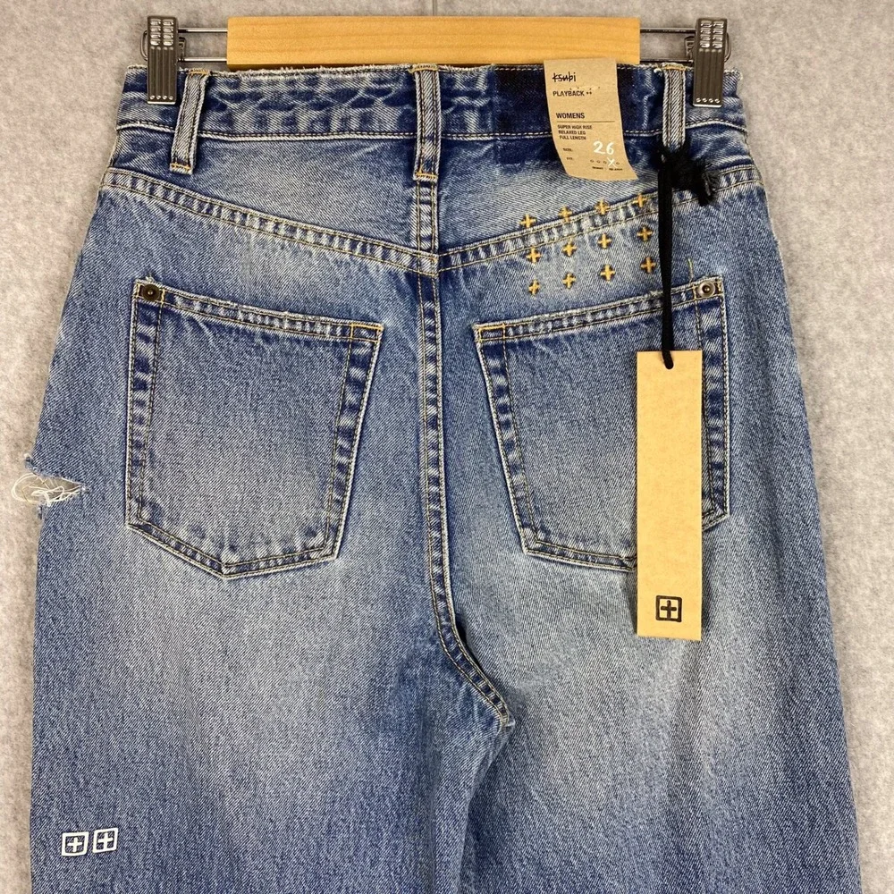 Ksubi Jeans Size 26 Playback True Vintage High Rise Relaxed Leg Distressed